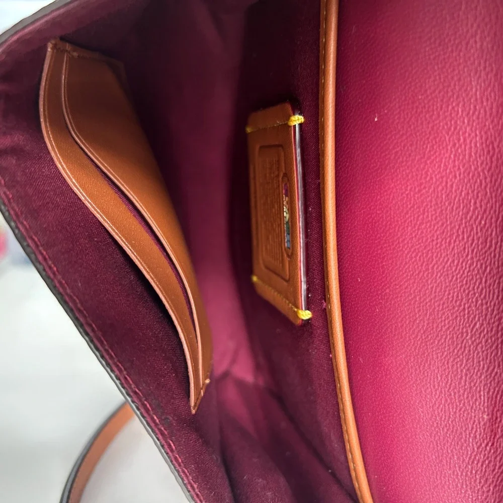 Coach Kip Rainbow Signature Canvas Leather Crossbody Bag Excellent